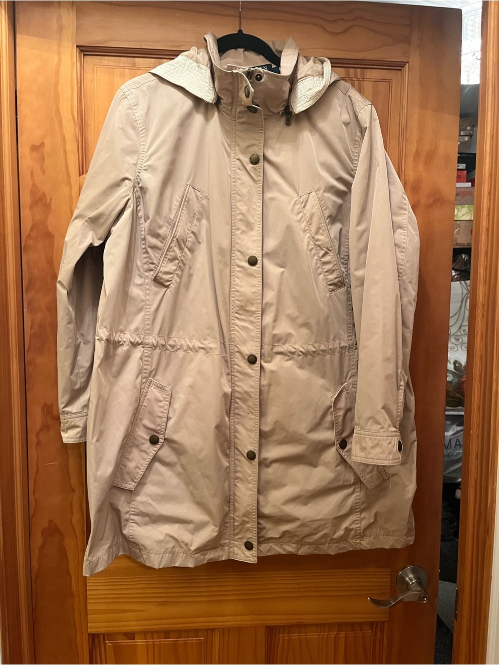 Women's Beige Hooded Raincoat Jacket Ralph Lauren